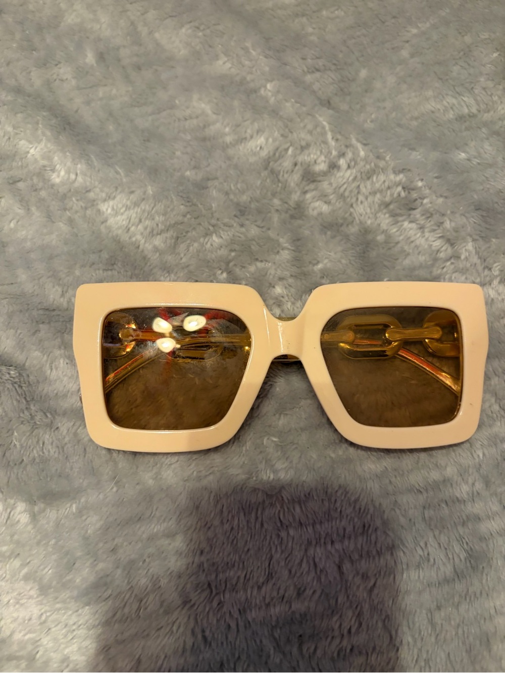 Cream Square Frame Women's Sunglasses with Brown Lenses